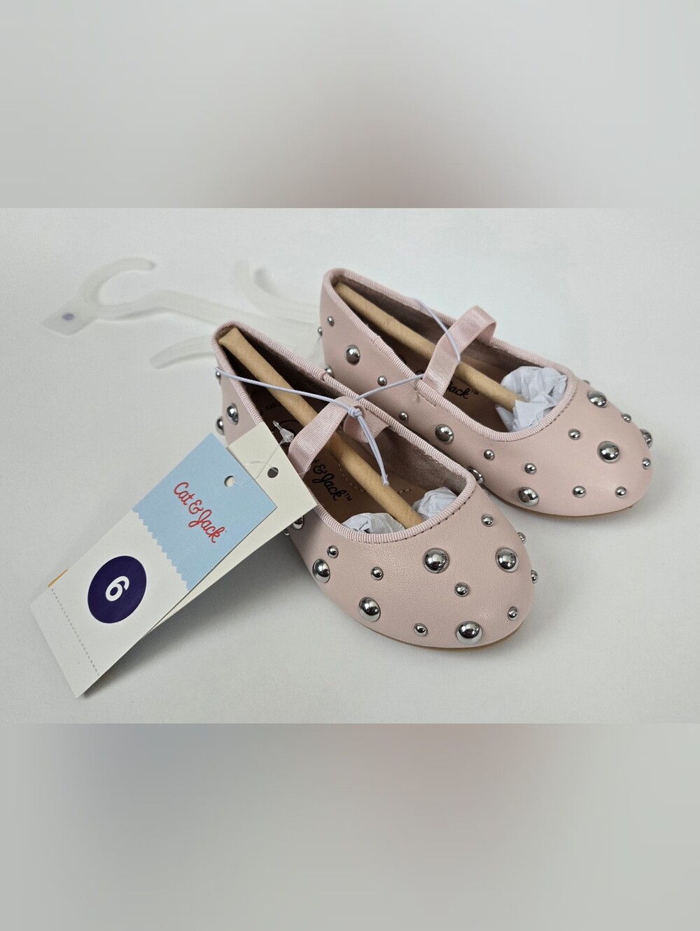NEW Cat & Jack Pink Heather Stud Ballet Flats Toddler Girls Size 6
